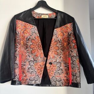 Helmut Lang Black and Orange Patterned Blazer